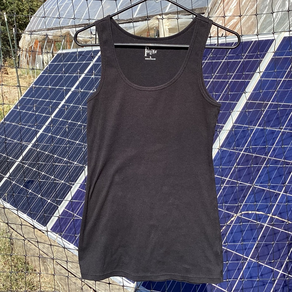 Felina Black Ribbed Tank Top Size Large Activewear Athleisure Athletic Outdoor